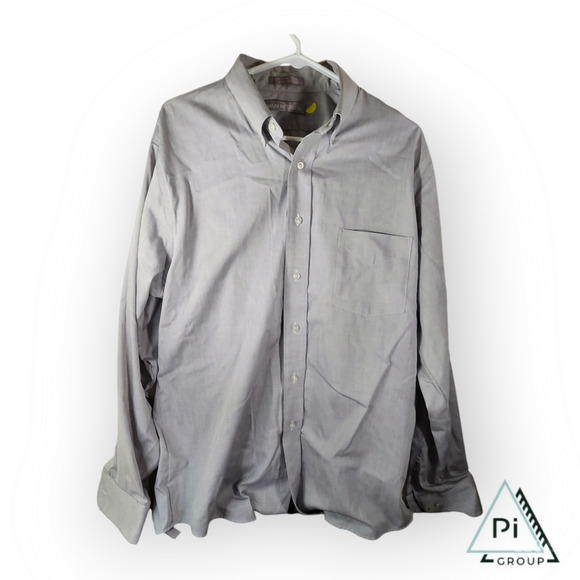 Van Heusen‎ Grey Button-Down Long Sleeved Shirt 34/35 Wrinkle Free - Picture 1 of 12